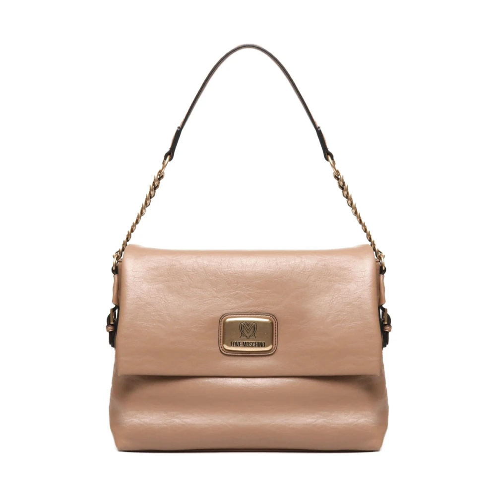 Love Moschino Zwarte schoudertas met gouden decoraties Brown Dames