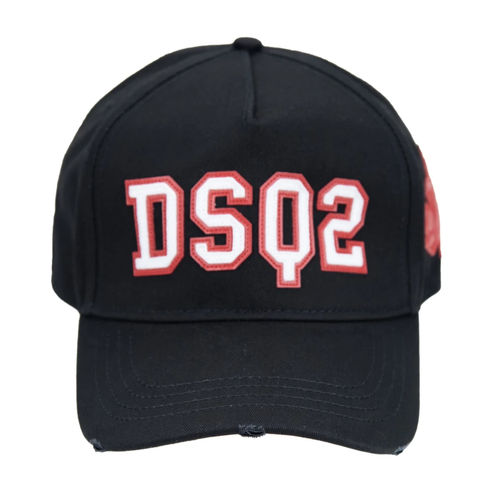 Dsquared2 Unisex Black Embroidered Baseball Cap With Buckle - Hats & Caps - One Size - Accessories