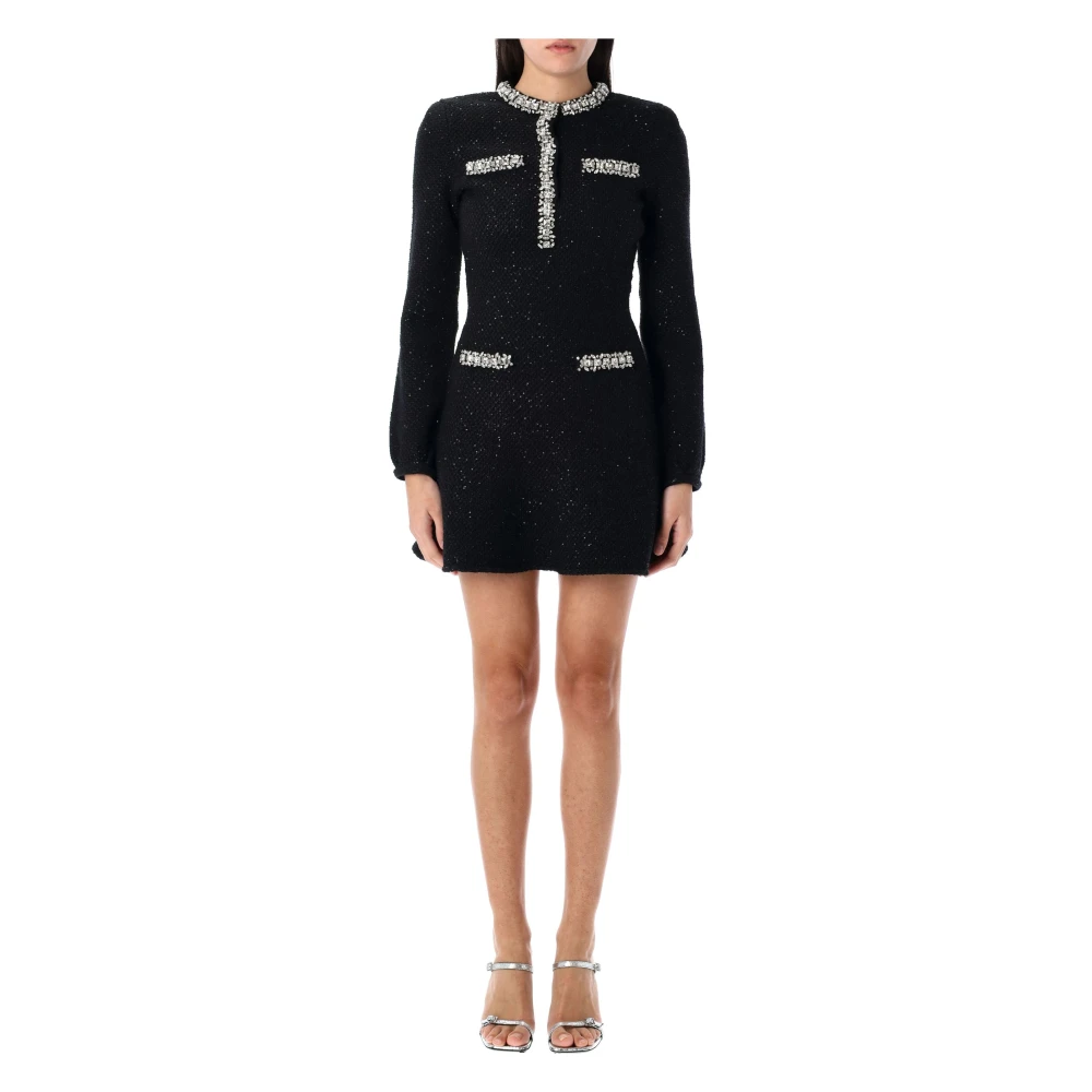 Self Portrait Zwarte paillettenjurk met kristaldetails Black Dames