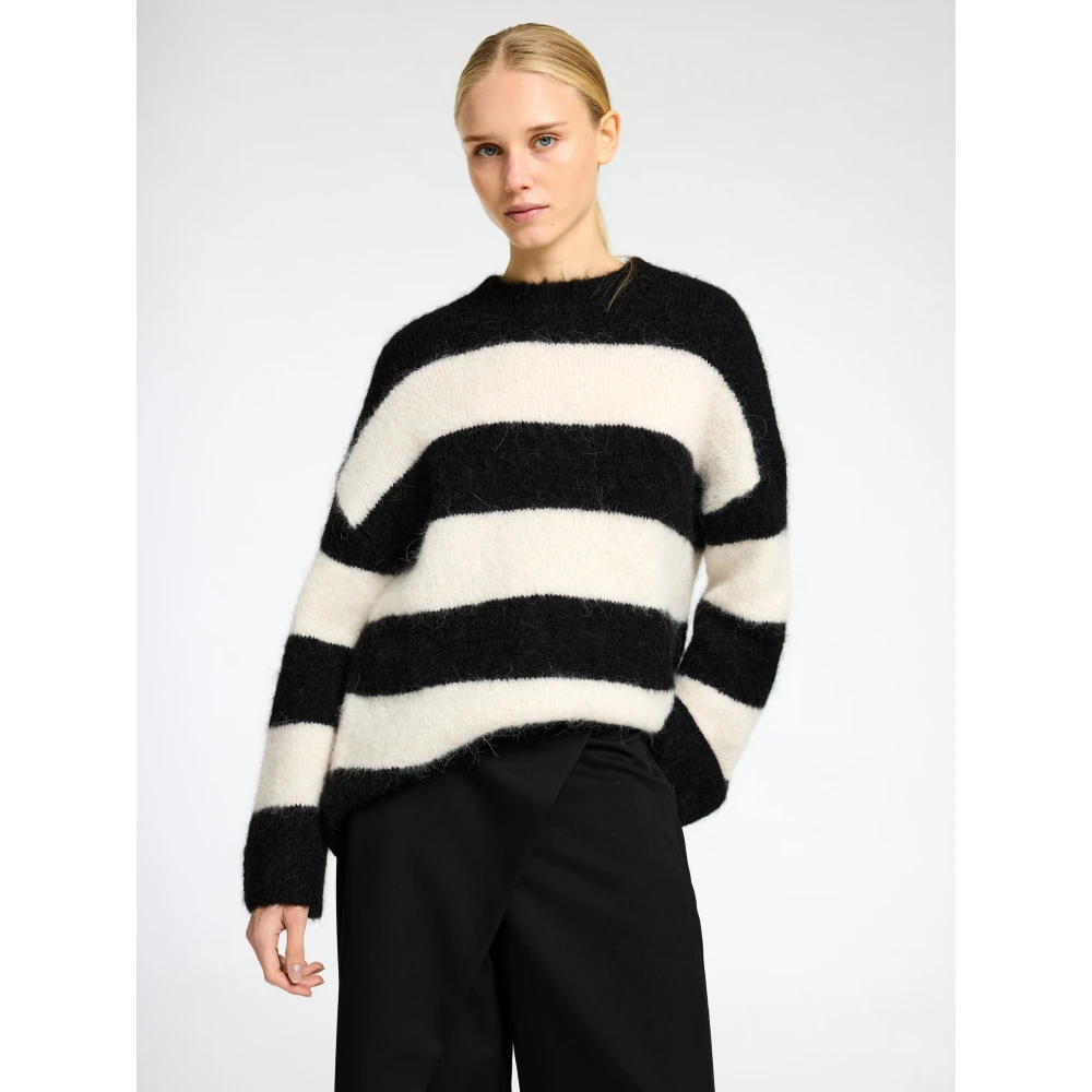Selected Femme Gestreepte Oversized Trui Zwart Wit Multicolor Dames