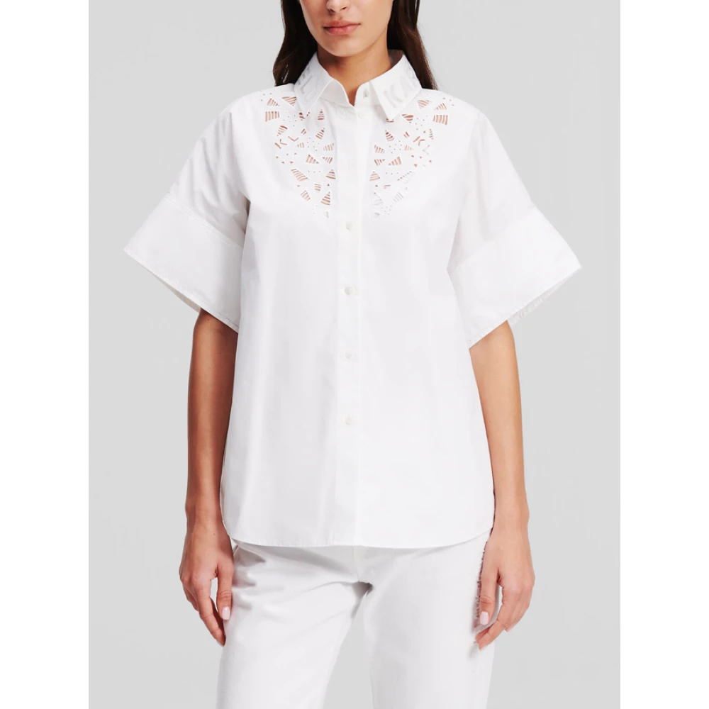 Karl Lagerfeld Geborduurde Button-Up Shirt White Dames