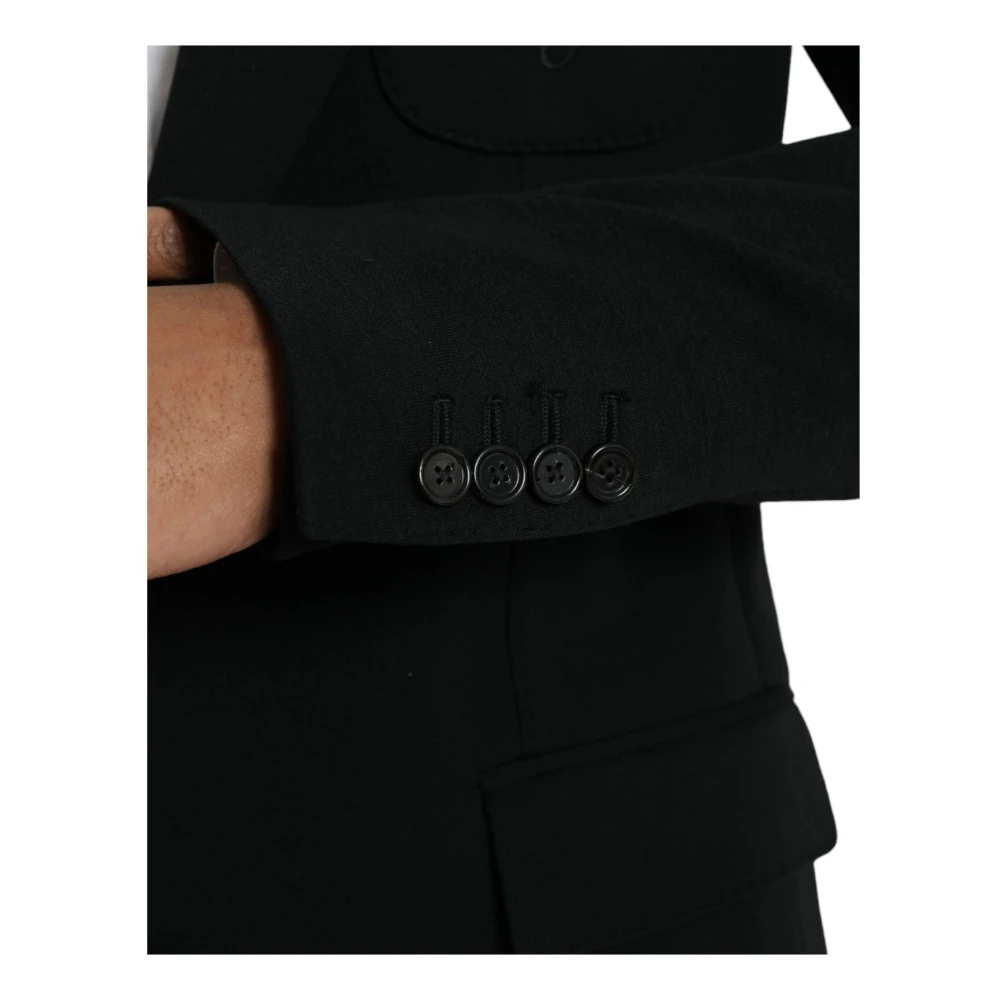 Dolce & Gabbana Zwarte Wol Slim Fit Blazer Black Heren