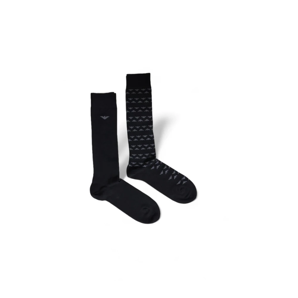 Emporio Armani Zwarte Katoenen Eagle Logo Sokken Black Heren