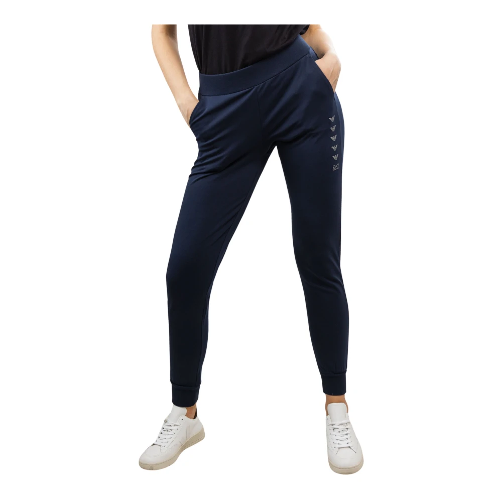 Emporio Armani Ea7 Vrouw Blauw Broeken Dames, Xs, Katoen, Joggingbroek Marineblauw Casual Stijl