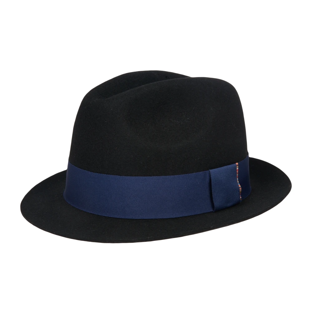 PS By Paul Smith Zwarte wollen hoed met blauw detail Black Heren
