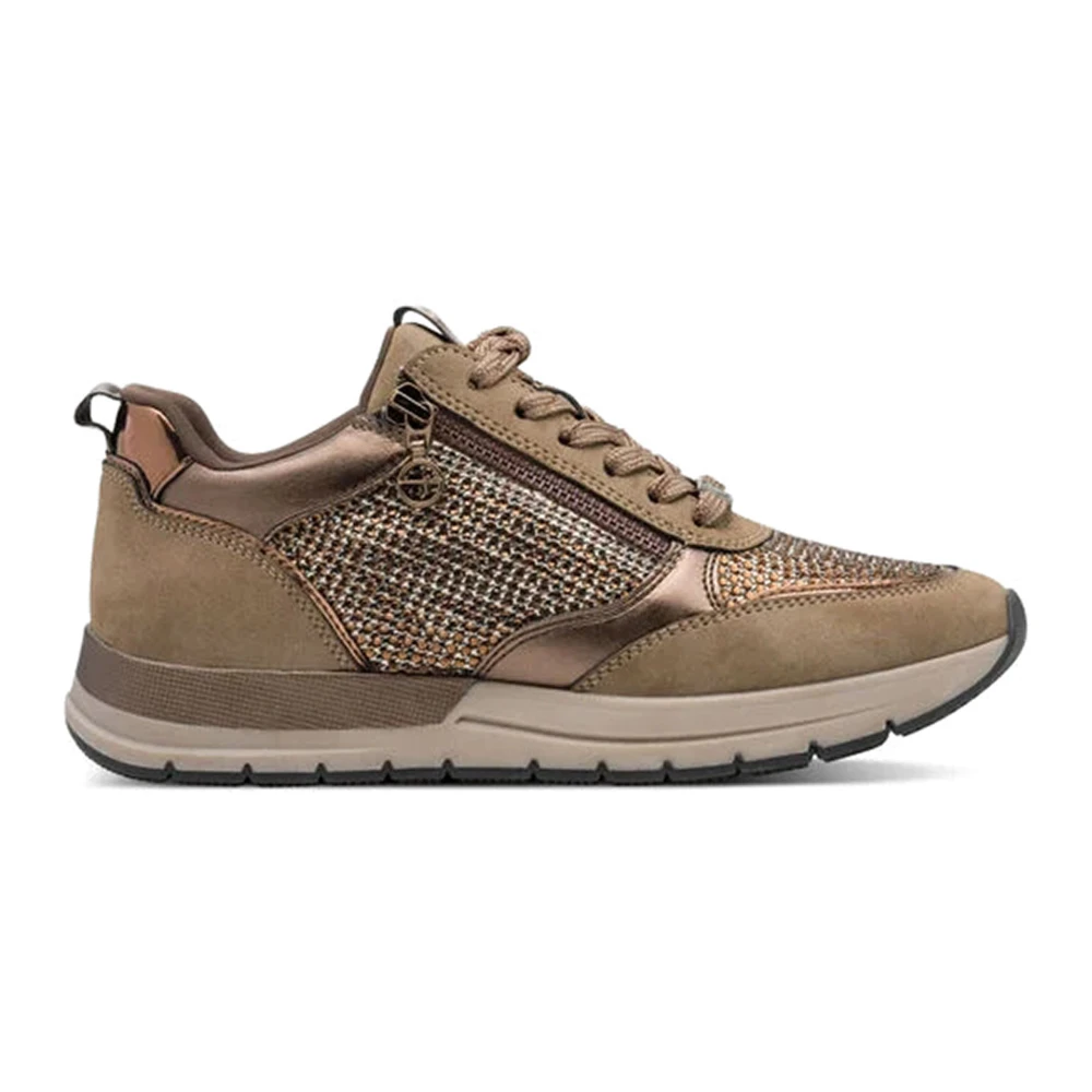 Tamaris Women's Brown Sneakers With Metallic Details
