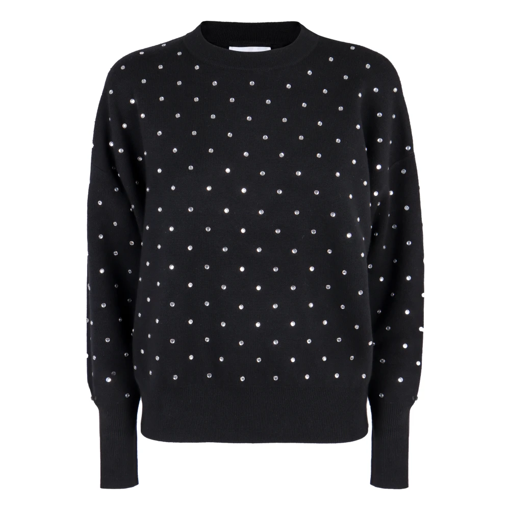 Paco Rabanne Zwarte Kristal Gebreide Crewneck Sweater Black Dames