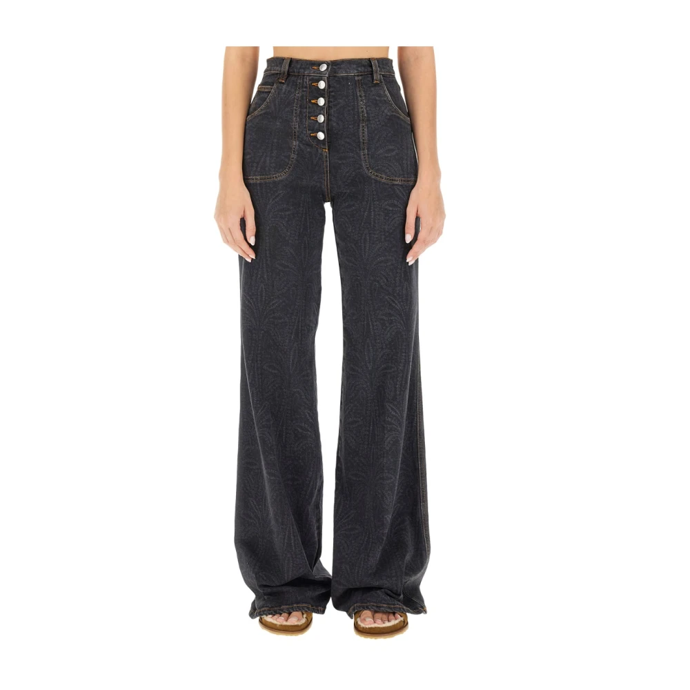 ETRO Wijde jeans met bladzakken Black Dames