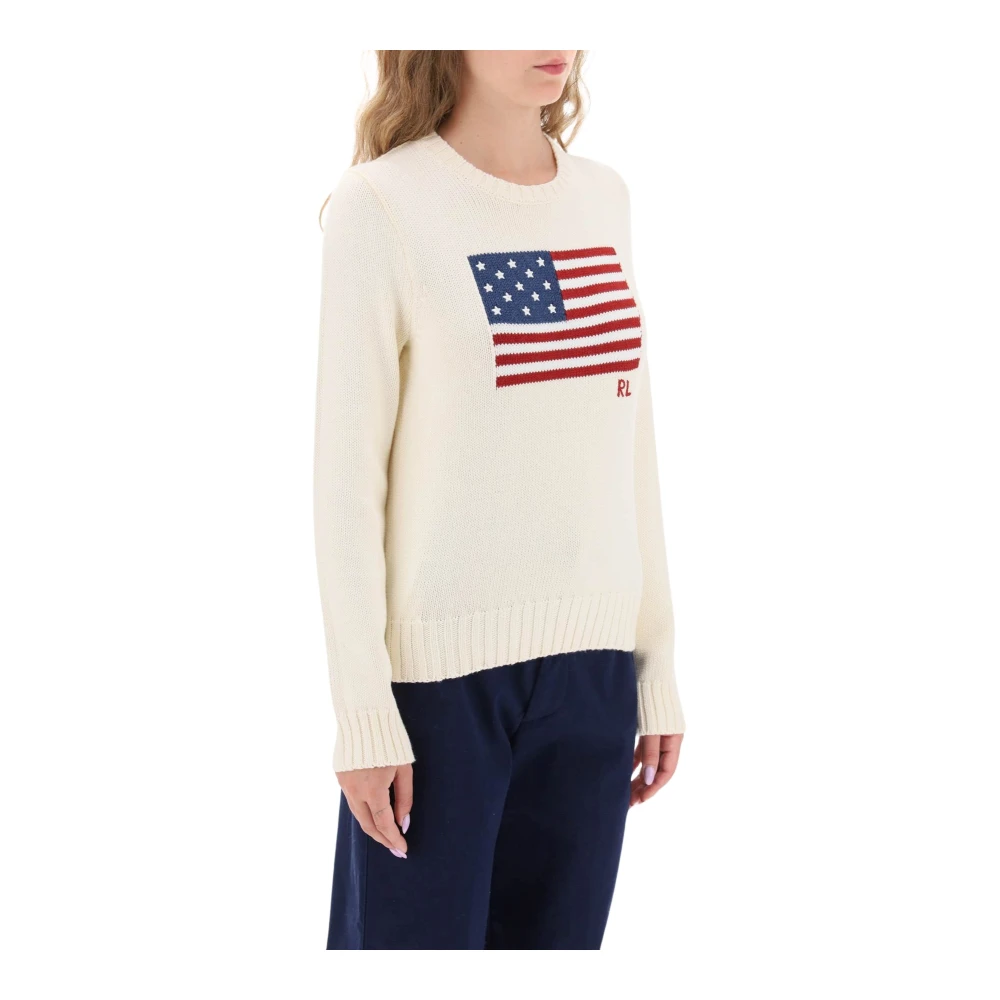 Polo Ralph Lauren Katoenen trui met vlag intarsia White Dames