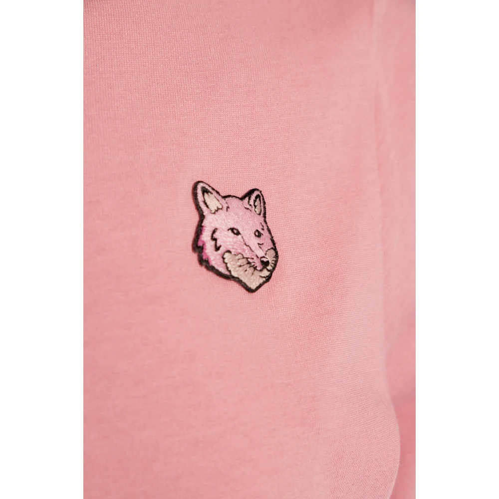 Maison Kitsuné T-shirt met logo Pink Dames