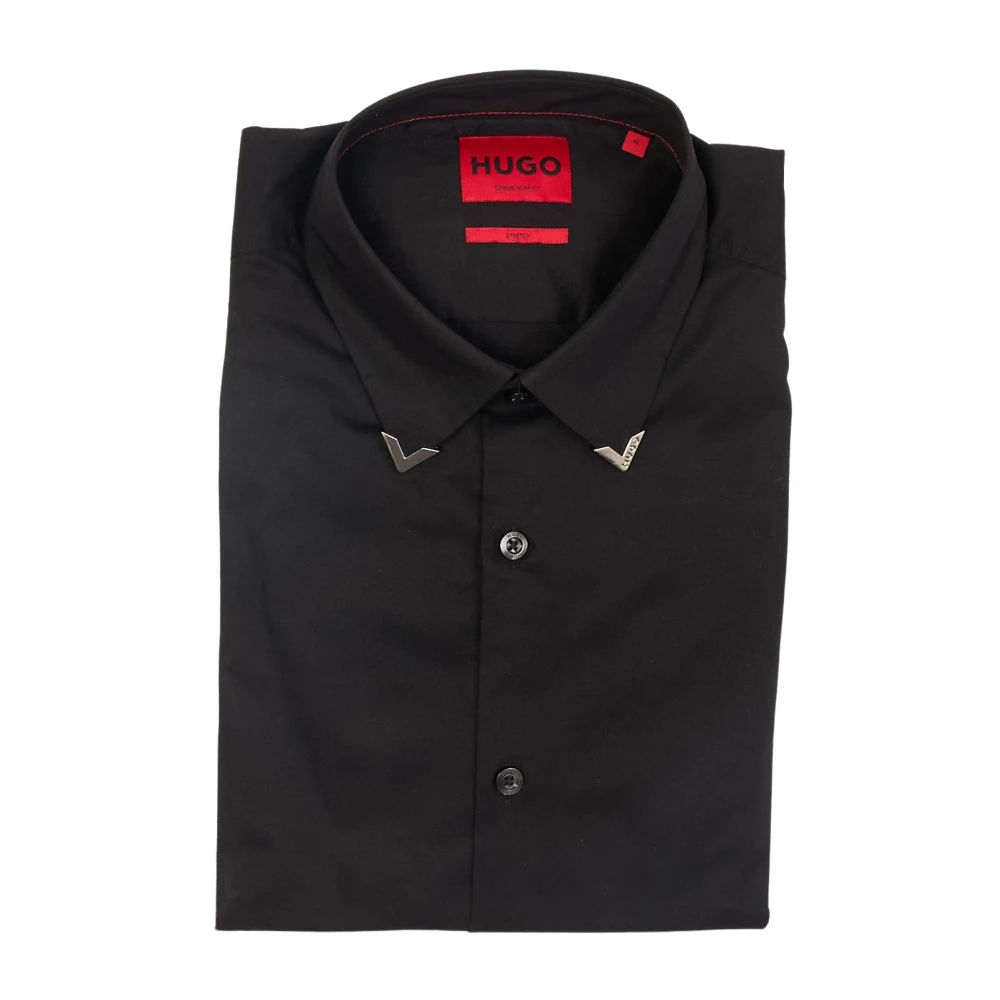 Hugo Boss Zwarte Slim Fit Ermo Overhemd Black Heren