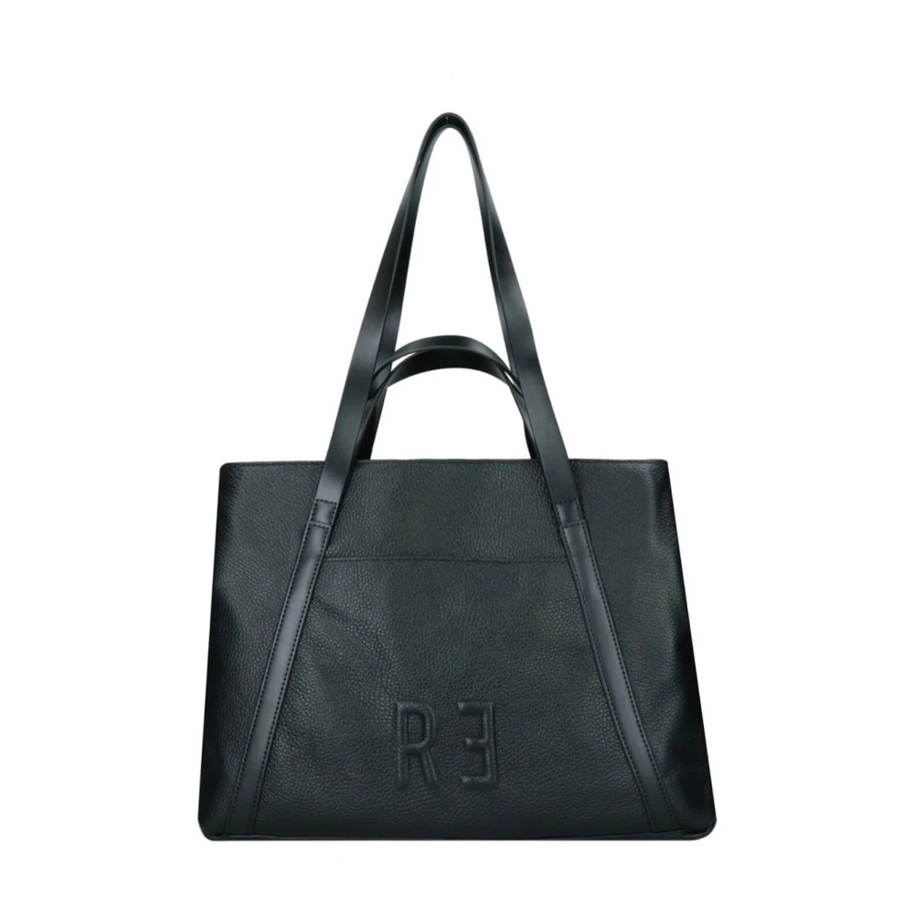 Rebelle Zwarte Leren Shopper Tas Galaxy Collectie Black Dames