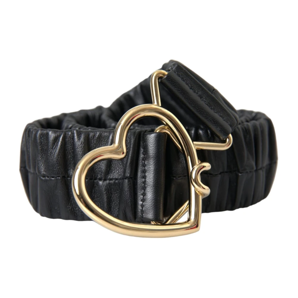Dolce & Gabbana Women's Black Heart Buckle Leather Belt - Belts - One Size - Accessories