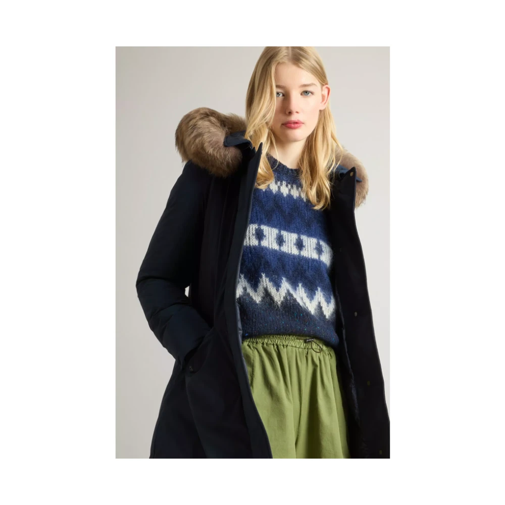 Woolrich Moderne Parka met Afneembare Capuchon Blue Dames