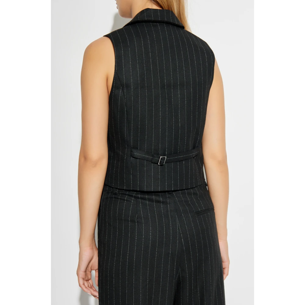 Munthe Vest met gestreept patroon Black Dames