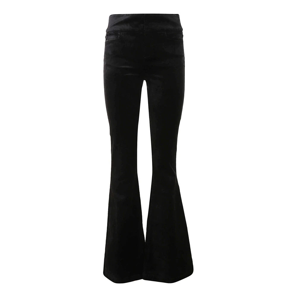 Paige Fluwelen Stretch Broek met Iconische Patch Black Dames