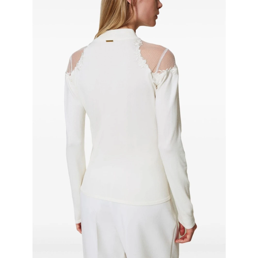 Twinset Witte Gebreide Trui met Geborduurd Ontwerp White Dames