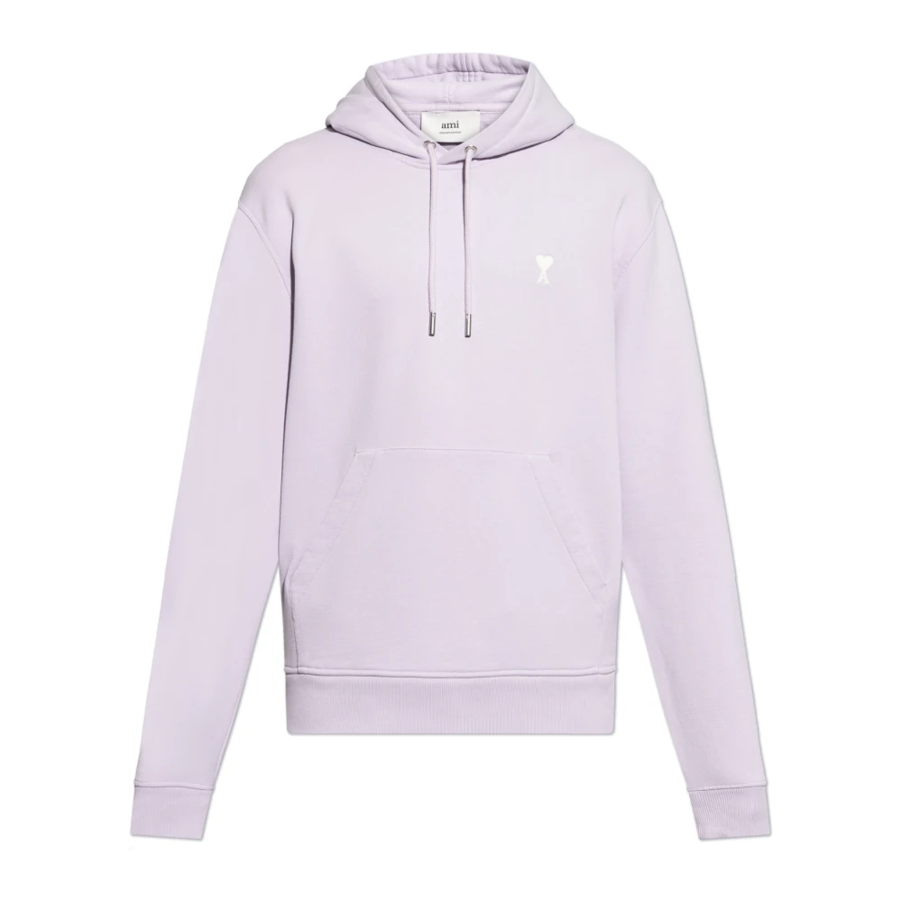 Ami Paris Men's Purple Sweatshirt With Logo - Hoodies - L - Sweatshirts & Hoodies