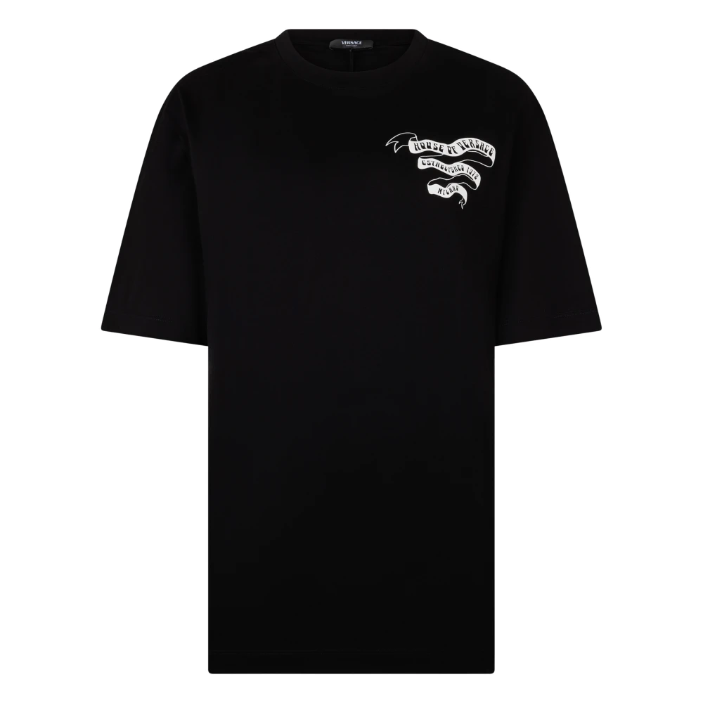 Versace Men's Black Embroidered Cotton-Jersey T-Shirt