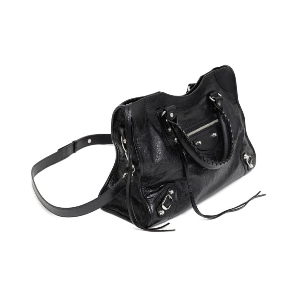 Balenciaga Gestructureerde Zwarte Leren Handtas Black Dames