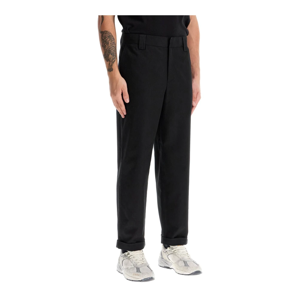 Golden Goose Wijde Chino Broek met Geknipte Zoom Black Heren