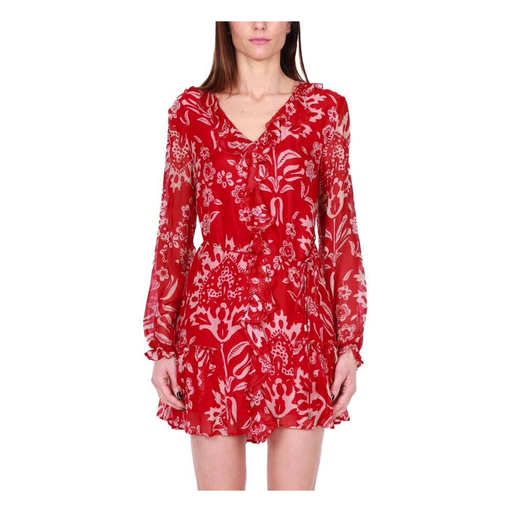 Liu Jo Korte Georgette Zijden Jurk Fantasie Print Multicolor Dames