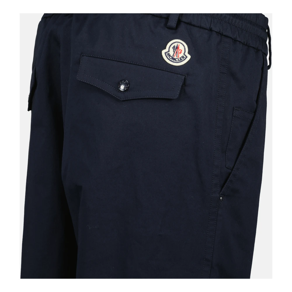 Moncler Blauwe Katoenen Straight Leg Broek Blue Heren