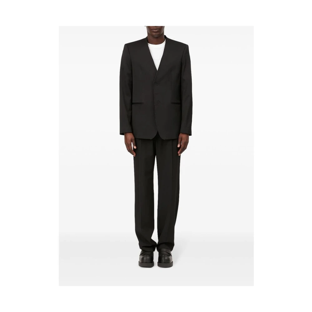 MM6 Maison Margiela Zwart V-hals Geknoopte Buitenkleding Black Heren