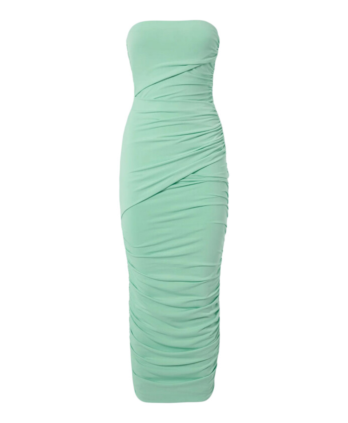 mint-sleeveless-ruched-midi-dress