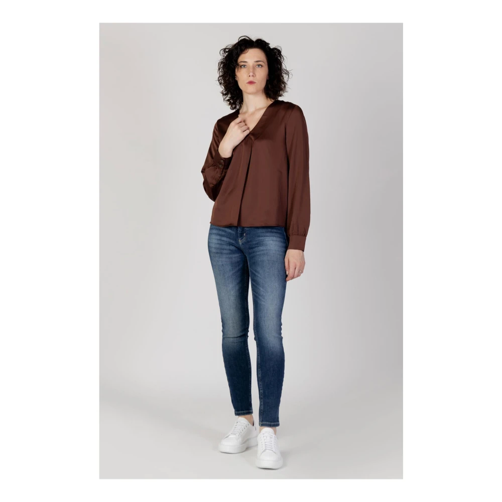 Vila Bruine V-hals Blouse Herfst Winter Stijl Brown Dames