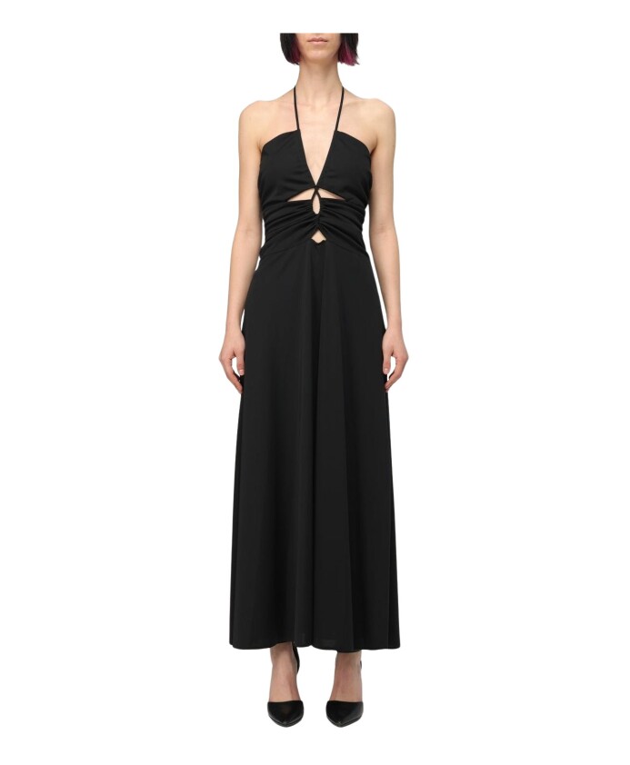 robe-maxi-jaune-creme-col-halter
