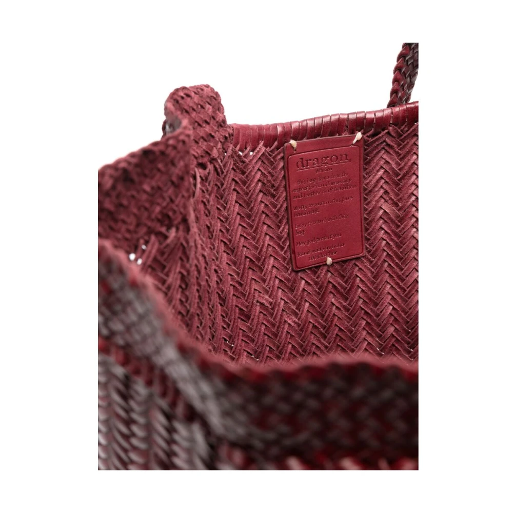 Dragon Diffusion Rode Leren Geweven Tote Tas Red Dames