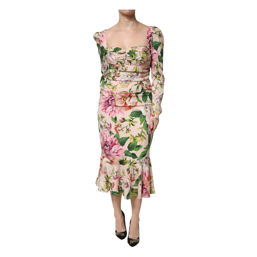 Dolce & Gabbana Fit-And-Flare Midi Dress In Floral Jacquard - Female - Midi Dresses - Multicolor - 2XL - Dresses