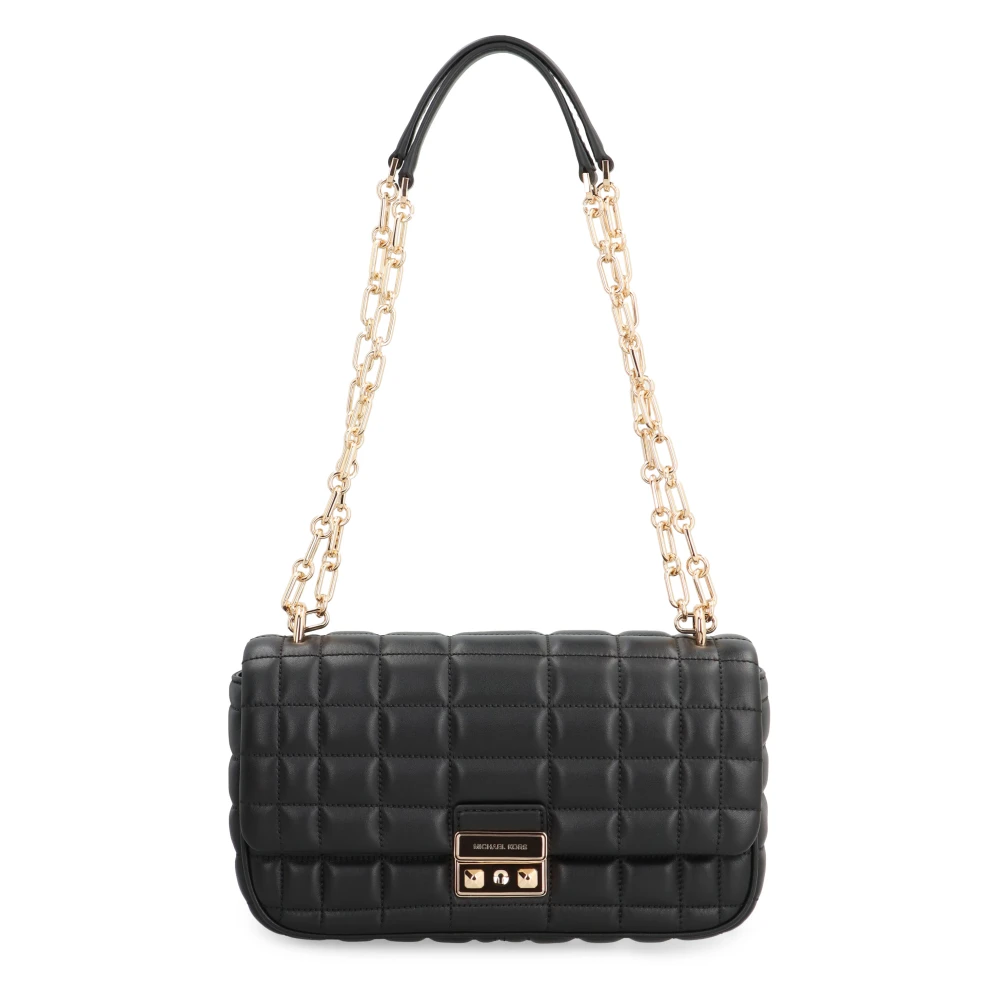 Michael Kors Gewatteerde leren schoudertas met kettingriem Black Dames