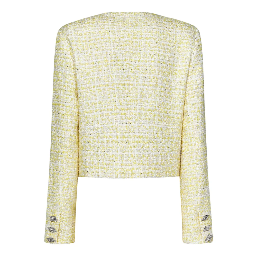 Rotate Birger Christensen Gele Bouclé Tweed Cropped Blazer Yellow Dames
