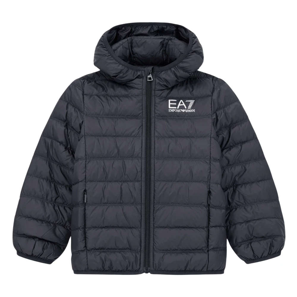 Ea7 Boys Black Light Hooded Down Jacket Core Identity With Regular Fit - Image 3