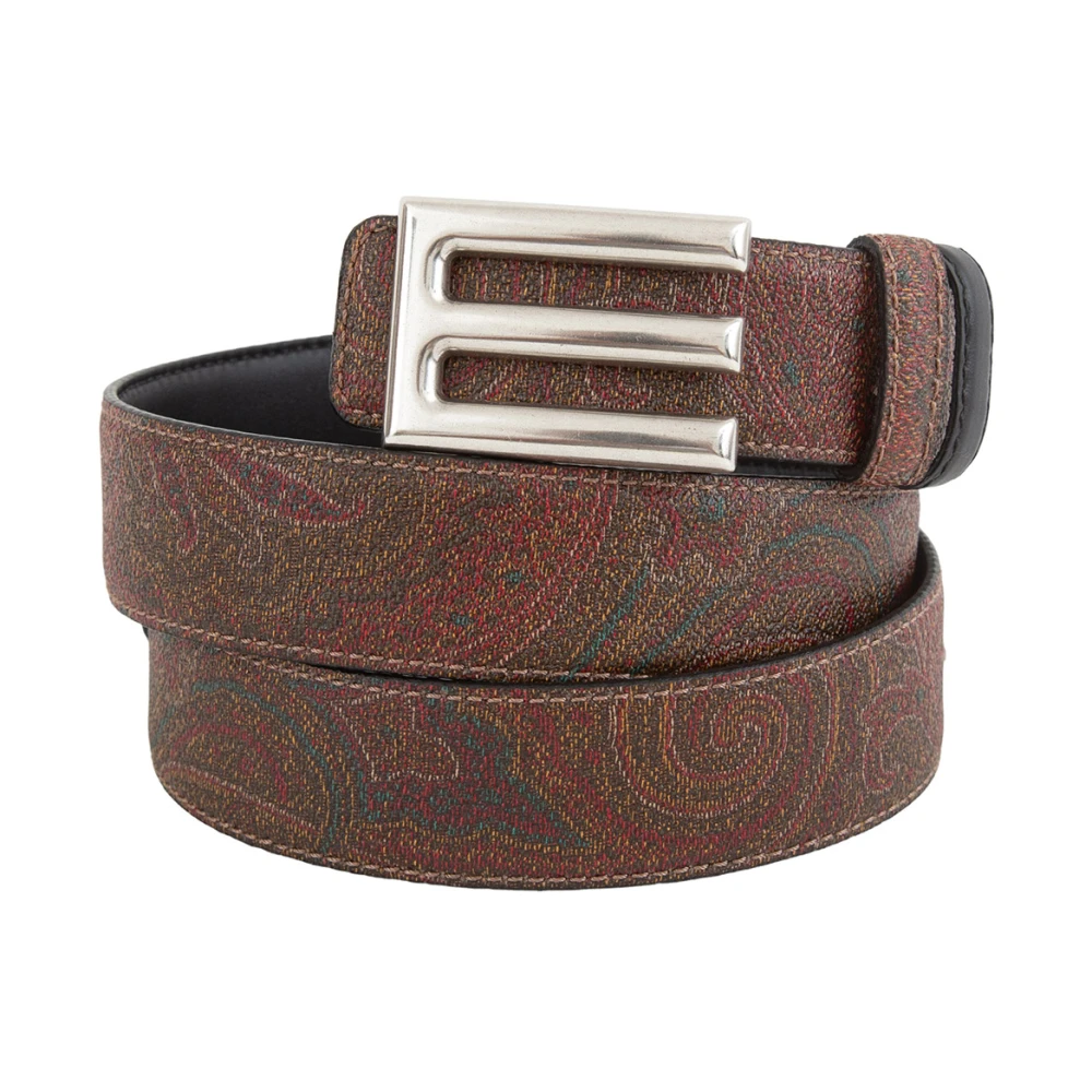 ETRO Omkeerbare Paisley Herengordel Zwart Multicolor Heren