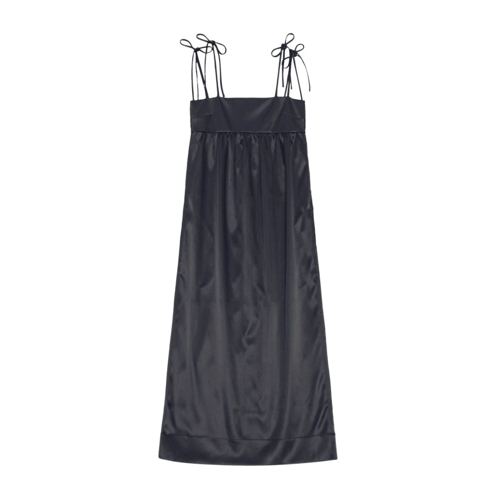 Ganni Maxi-jurk van gerecycled polyester duchesse Black Dames