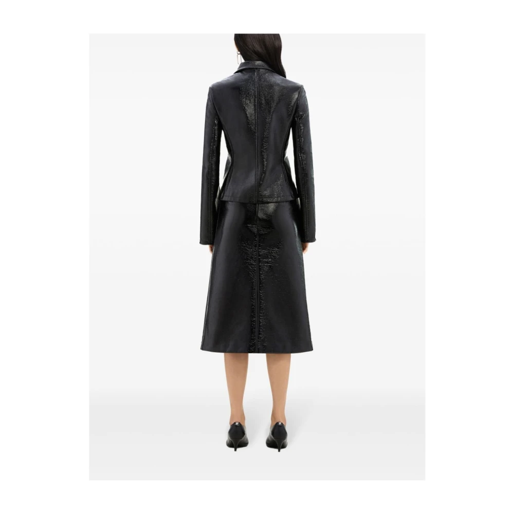 Courrèges Zwarte Patent Midi Rok met Rits Black Dames