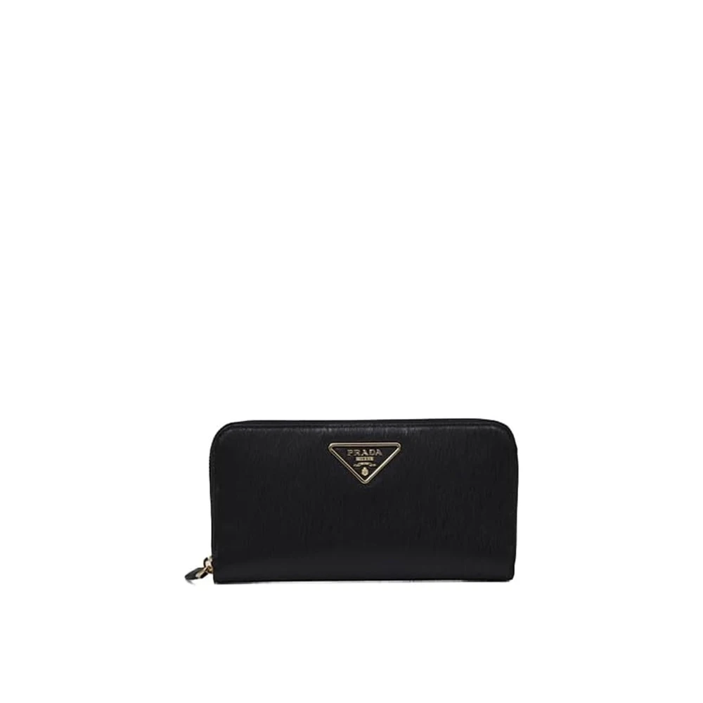 Prada Women's Black Leather Logo Wallet - Wallets & Cardholders - One Size - Accessories