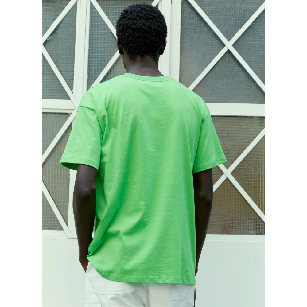 SKY High Farm Katoenen Logo Patch Crewneck T-Shirt Green Heren
