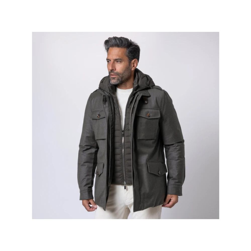 Moorer Donkergroene Hoodie Windjack Green Heren