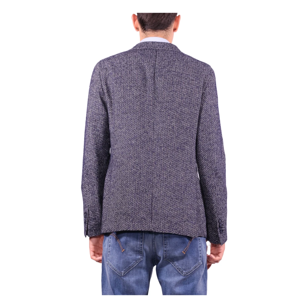 Manuel Ritz Blauwe Wolmix Bouclè Jas Blue Heren