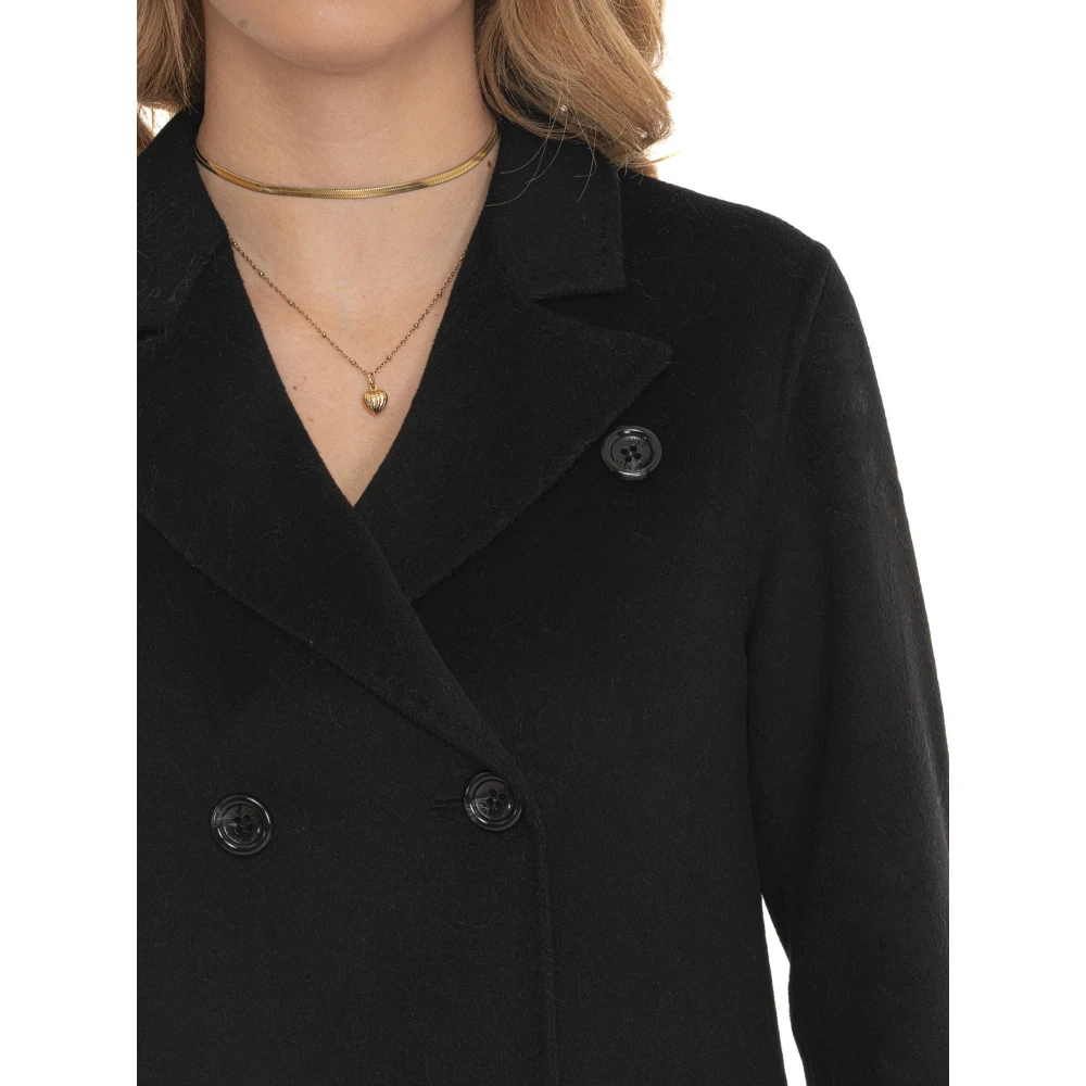 Liu Jo Klassieke Wollen Double-Breasted Jas Black Dames