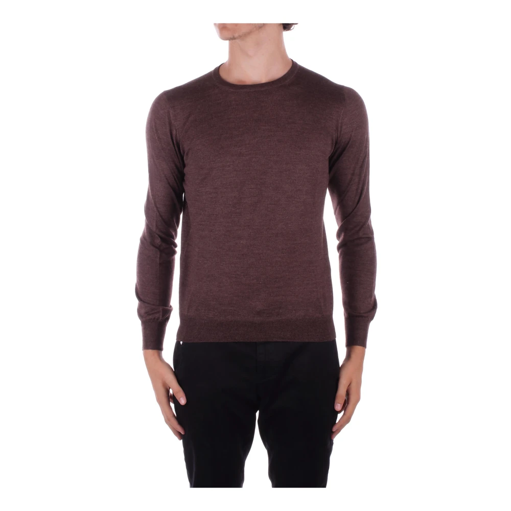 Tagliatore Bruine Zijde Wol Trui Brown Heren