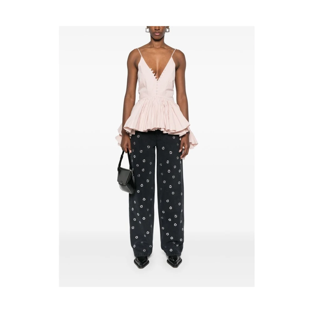 Rotate Birger Christensen Donkergrijze klassieke jeans met oogjes Gray Dames