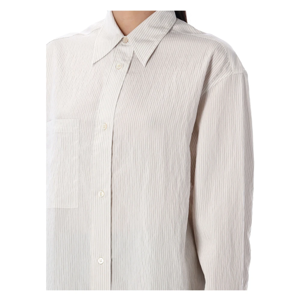 Studio Nicholson Gestreepte Oversized Shirt Zwart Wit White Dames