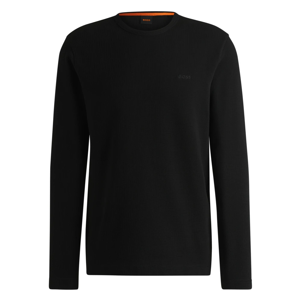 Hugo Boss Wafelstructuur Logo Longsleeve Black Heren
