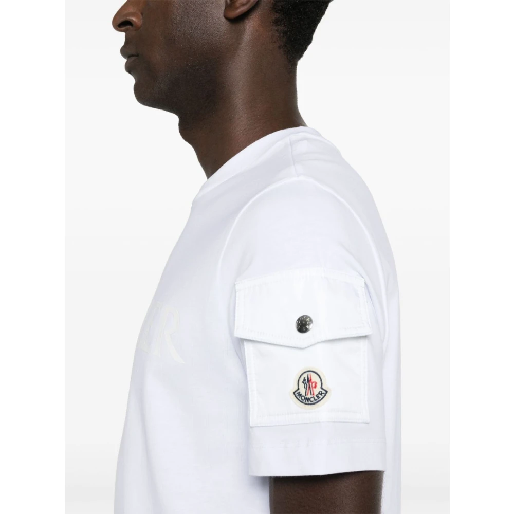 Moncler Witte Katoenen Jersey T-shirt met Logo White Heren