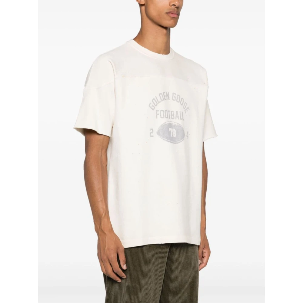 Golden Goose Wit Grafische Print Crew Neck T-shirt White Heren